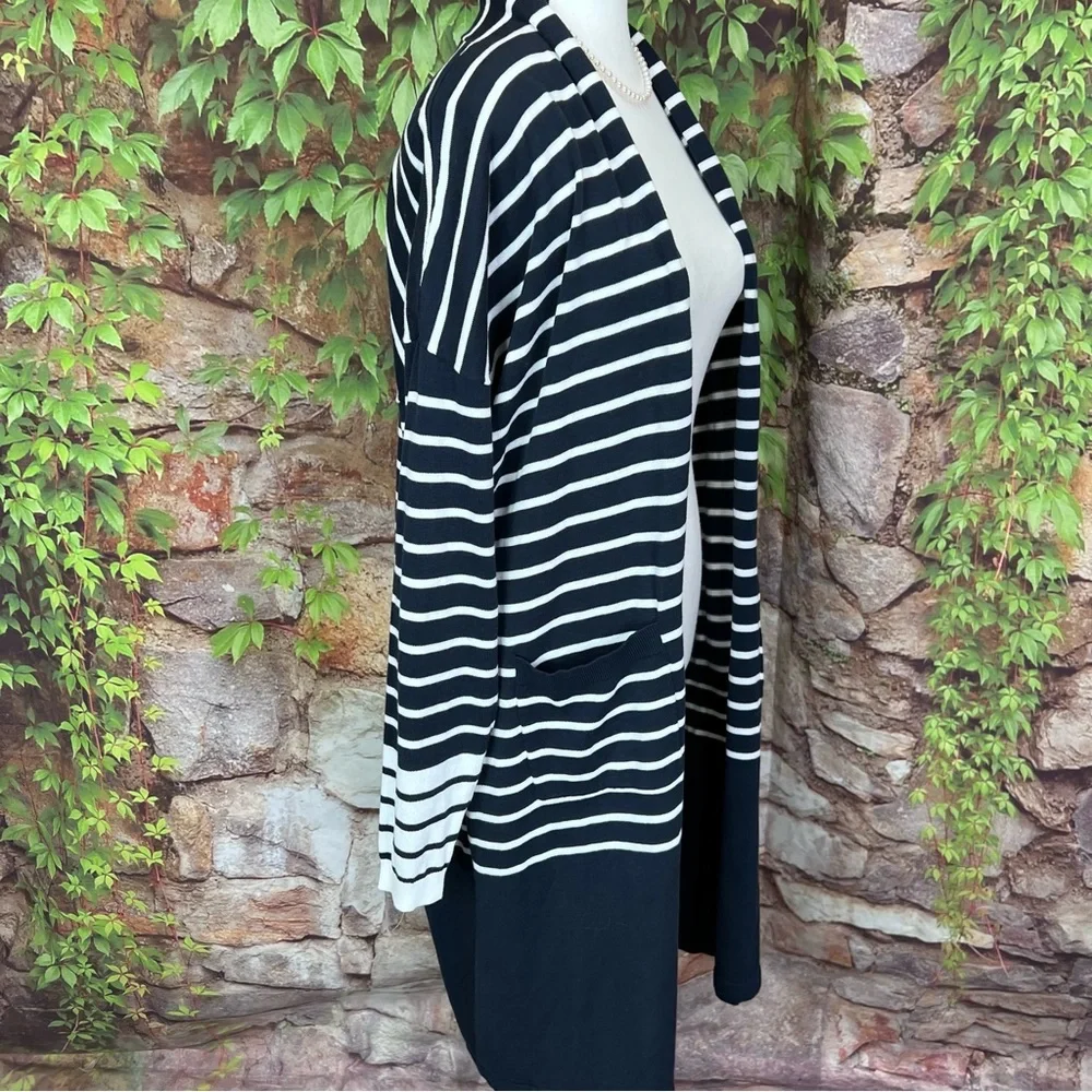 CABI Navy and White Nautical Stripe Long Ling Cardigan, M - Picture 7 of 9